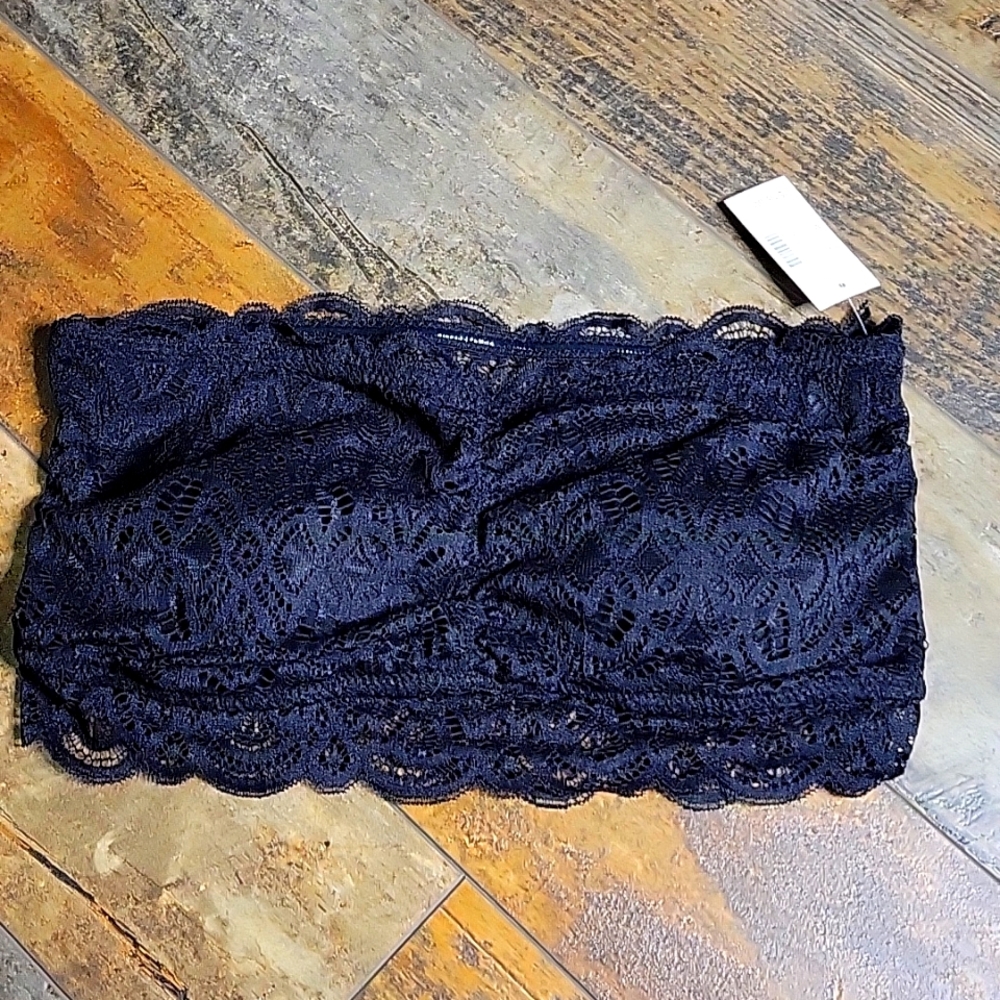 Maurices Bandeau  Lace Floral Bralette M Black NWT